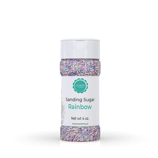 O’Creme Sanding Sugar – Eye-Catching Rainbow Mix of Sugar Crystals for Cookie Decorating – Extra Sugar for Cake Toppings, Cupcakes and Cookies – Ideal Decoration Solution - 4-Ounce Rainbow Mix