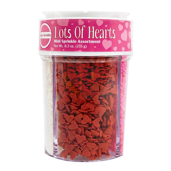 Mystic Sprinkles 4 Cell Sprinkle Assortments (Lot's of Hearts, Midi)