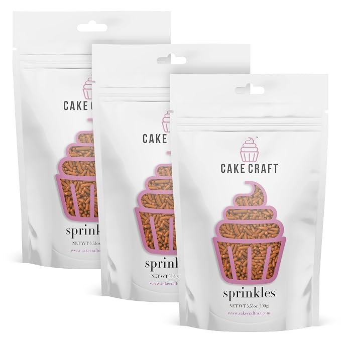 Cake Craft Sprinkles – 3-Pack (100g Each) | Decorating Cakes, Cupcakes, Cookies & More | Orange – Jimmies