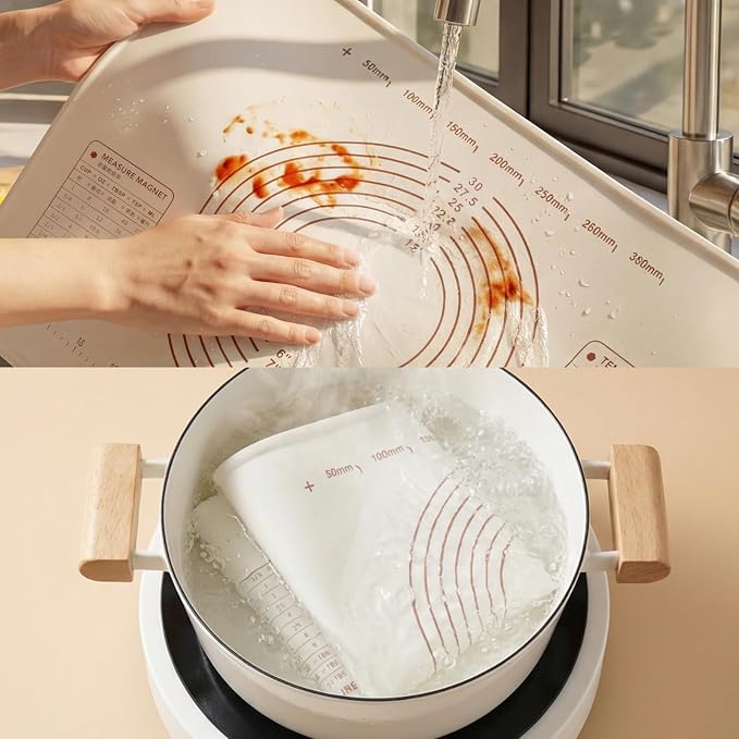 Silicone Baking Mat with Raised Edge – Perfect for Pastries, Bread, Cookies, Pizza, Fondant and Pasta (25"L x 18"W)