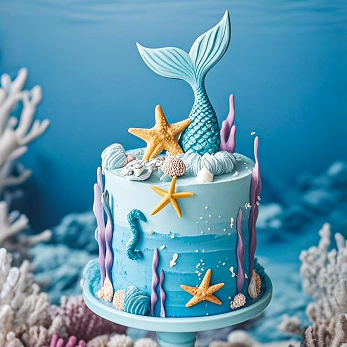 Twisweet Mermaid Sprinkles, Edible Pearl Stars Sprinkles for Cake Decorating, Mix Baking Candy, Ocean Theme Cake Topper Cupcake Cookie Ice Cream Decorations, Birthday Children's Summer Party Supplies (130g/4.58oz)