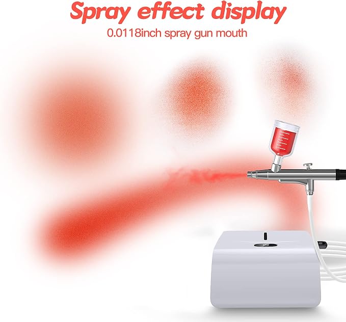 Cake Airbrush Decorating Kit with Compressor: Futebo Cookie Airbrush Kit with 24 Vivid Airbrush Liquid Food Colors, Decorate Cakes, Desserts or Other Baking Food(Color: White)
