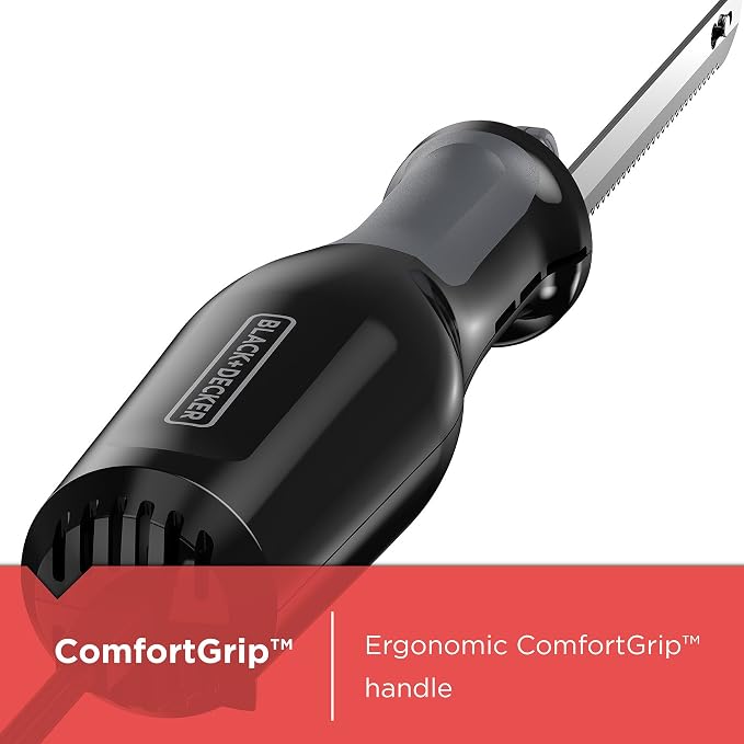 BLACK+DECKER Comfort Grip Electric Knife with 7-Inch Stainles Steel Blades & Safety Lock Button, Ideal for Carving, Slicing & Cutting Meats, Turkey Bread & Craft Foam, Dishwasher Safe (Pack of 4)