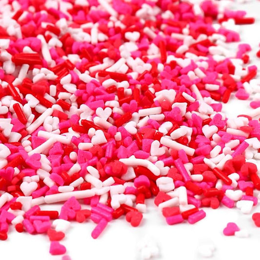 Valentines Sprinkles for Baking, 7oz White Red Pink Jimmies and Heart Sprinkles for Cake Decorating, Valentine Sprinkles for Cookies, Cupcake, Ice Cream, Cake