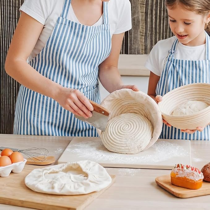 4 Pcs Banneton Proofing Liners,10 Inch Bread Basket Liner,Reusable Rattan Banneton Liner Cloth Cover for Bakery Home Baking,2 Round and 2 Oval Proofing Covers
