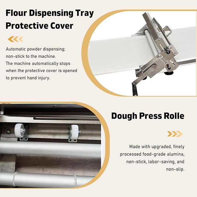 Manual Dough Sheeter Machine for Home & Commercial Use – Versatile Dough Roller Machine with Adjustable Thickness, Foldable Stainless Steel Sheeter for Pizza, Bread, Pastry & Fondant(Type-15.5")