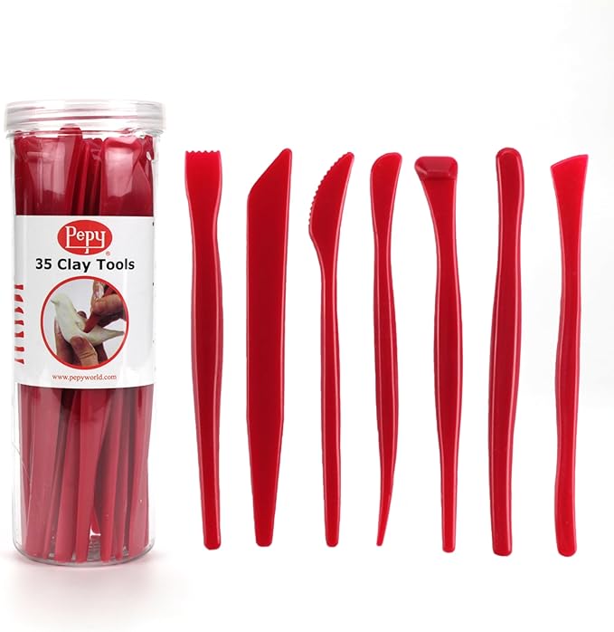 Pepy 35 PC Clay Sculpting Tools Set; 5 Each of 7 Different Shapes; Ideal for Polymer Clay, Air Dry Clay, Plastilina Modeling Clay, and Pottery Clay; Classroom Pack