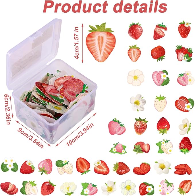 Lyreh 280pcs Edible Strawberry Cupcake Decorations, Strawberry Flower Birthday Cake Toppers Party Floral Decoration Supplies for Sweet Themed Party