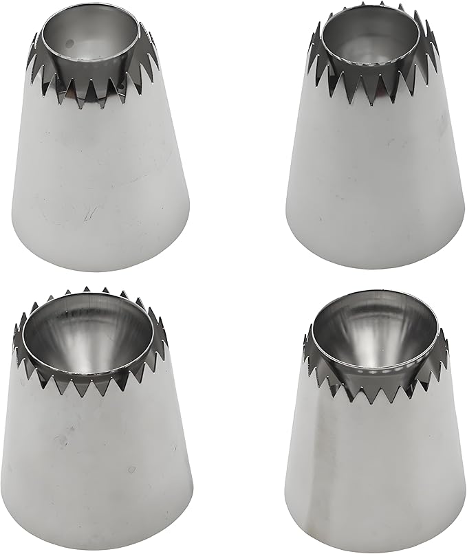 Large Piping Tips Set 4PCS Stainless Steel Russian Icing Nozzles for Cake Decorating, Cupcakes, Cookies, Frosting and Baking