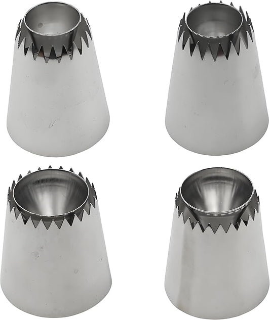 Large Piping Tips Set 4PCS Stainless Steel Russian Icing Nozzles for Cake Decorating, Cupcakes, Cookies, Frosting and Baking