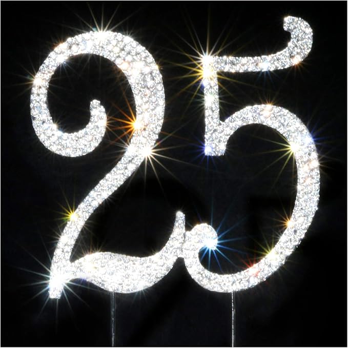Scotamalone 25 Cake Topper | Premium Bling Rhinestone Diamond Gems