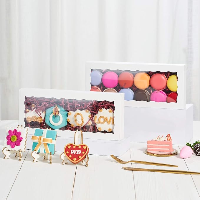 24PCS 12 x 5 x 1.5 inches Auto-Popup One Piece Premium Cookies Boxes, Bakery Boxes for Mother's Day and Holiday Cookie Gift Sets