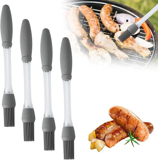 Silicone Basting Brush, Heat Resistant Pastry Oil Brush, Food Grade Cooking Brush for Spreading Oil Butter Sauce, Ideal for Baking BBQ Grilling, Kitchen Gadgets for Home and Outdoor Use (4pcs)