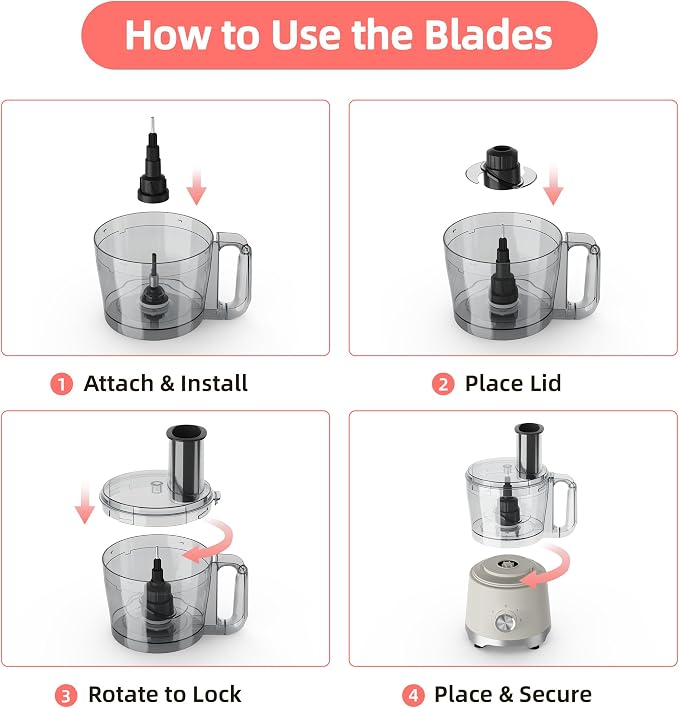 Electric Food Processor 10.5 Cup, Multi-Function Vegetable Chopper with French Fry Slicer, Dough Mixer, Easy to Clean, Secure Design, Stainless Steel, for Vegetables, Smoothie, Fruit