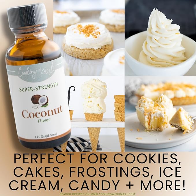 Coconut Flavor/Extract - 1 fl oz - Cooking with Karli - Gluten Free & Sugar Free - Used for candy, frosting, baking