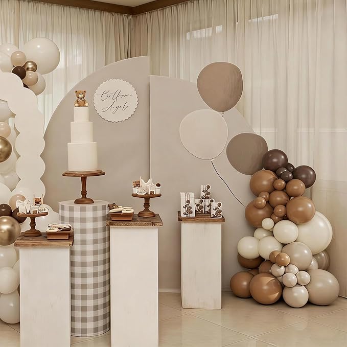 Cream Brown Balloons Arch Garland Kit, 124Pcs Coffee Themed Bar Bridal Shower Decoration for Baby Shower Wedding Engagement Party Decorations