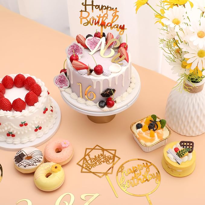 Teenyyou 68 Pcs Acrylic Alphabet Number Cake Topper 0-9 Number and A-z Letters Personalized Cake Picks Decor DIY Name Cupcake Toppers Graduation Wedding Baby Shower Party(Gold)
