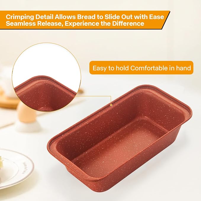 2-Pack Loaf Pan, Nonstick Bread Pans, 10In Banana Bread Pan, Bread Pans for Homemade Bread, Loaf Pan for Family Parties, Beginner Bakers