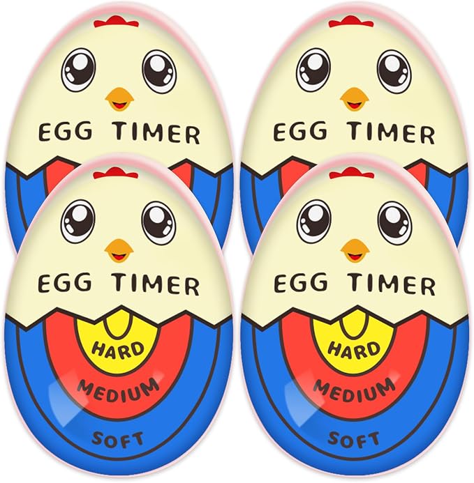 Lasubst Egg Timer for Boiling Eggs that Changes Color When Done, Tricolor, Pack of 4