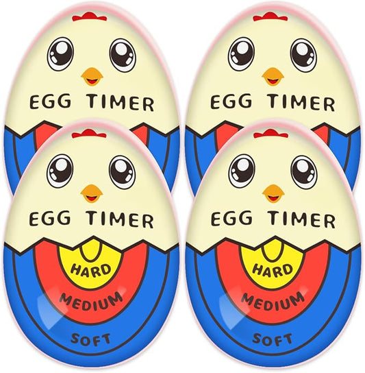 Lasubst Egg Timer for Boiling Eggs that Changes Color When Done, Tricolor, Pack of 4