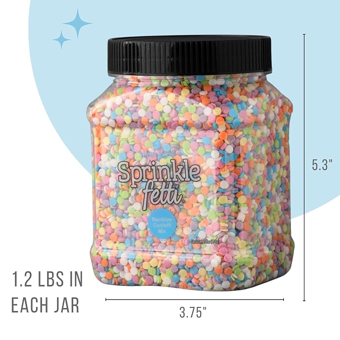 Sweets Indeed, Bulk Rainbow Sprinkles, 1.2 pounds, Sprinkle Mix, Perfect for Cake Decorations, Baking Ice Cream Cookies Cupcake Topper (Rainbow Confetti)