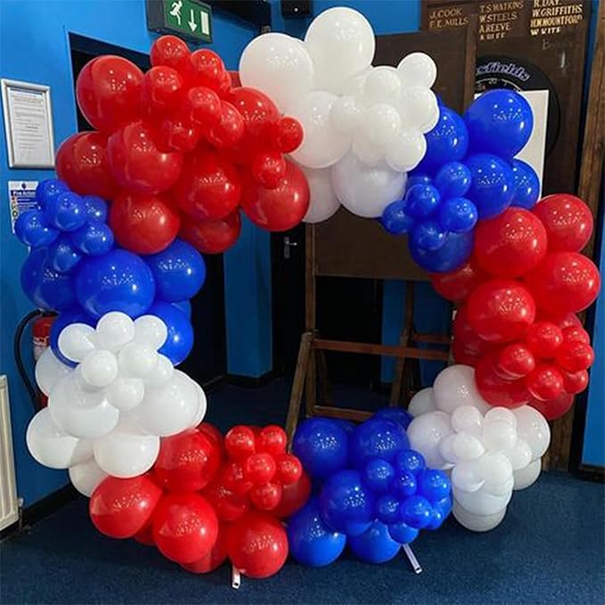 PartyWoo Red White and Blue Balloons, 140 pcs Red White and Royal Blue Balloons Different Sizes Pack of 18 Inch 12 Inch 10 Inch 5 Inch for Balloon Garland as 4th of July Decorations, Party Decorations