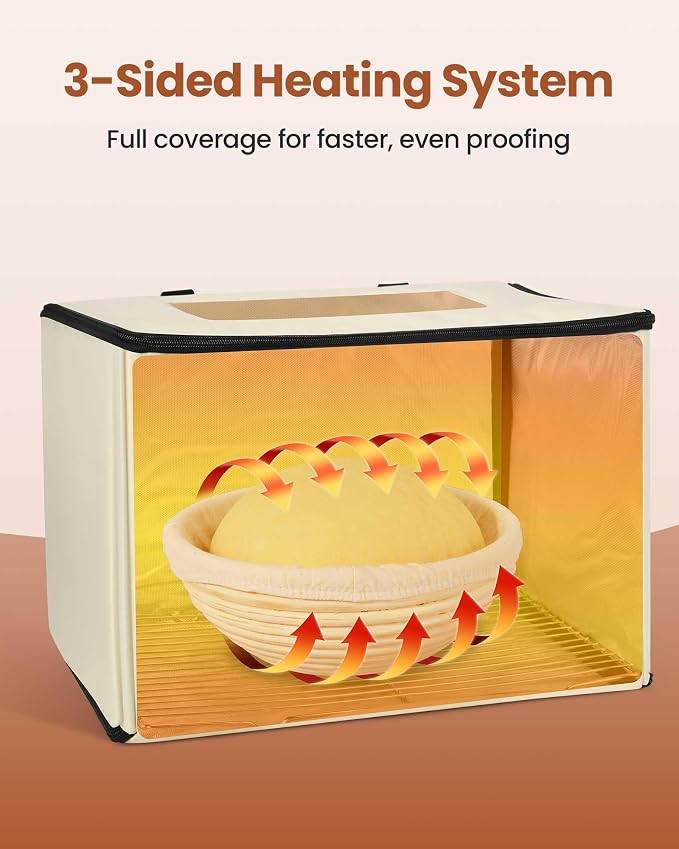 Foldable Bread Proofing Box with 68–132°F Temp Control, 0-99H Timer，Dough Proofer with Metal Rack and Water Tray |Proofing box for sourdough bread baking，Pizza,Kombucha,Yogurt.