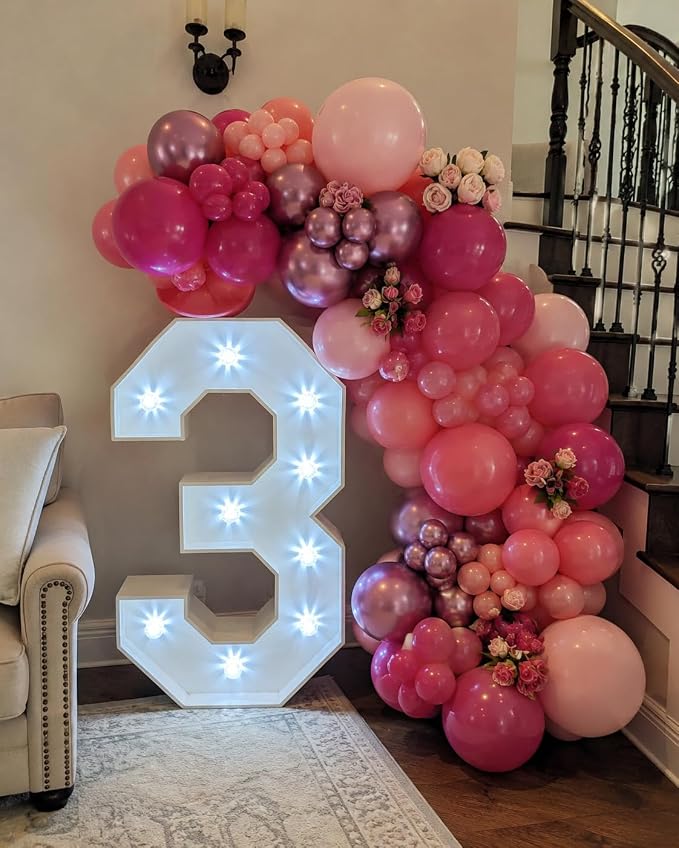 450Pcs Pink Balloons Garland Arch Kit - 18 12 10 5 Inch Different Sizes Hot Pink Metallic Pink Shades of Pink Latex Balloon for Girl Birthday Baby Shower Princess Wedding Party Decorations
