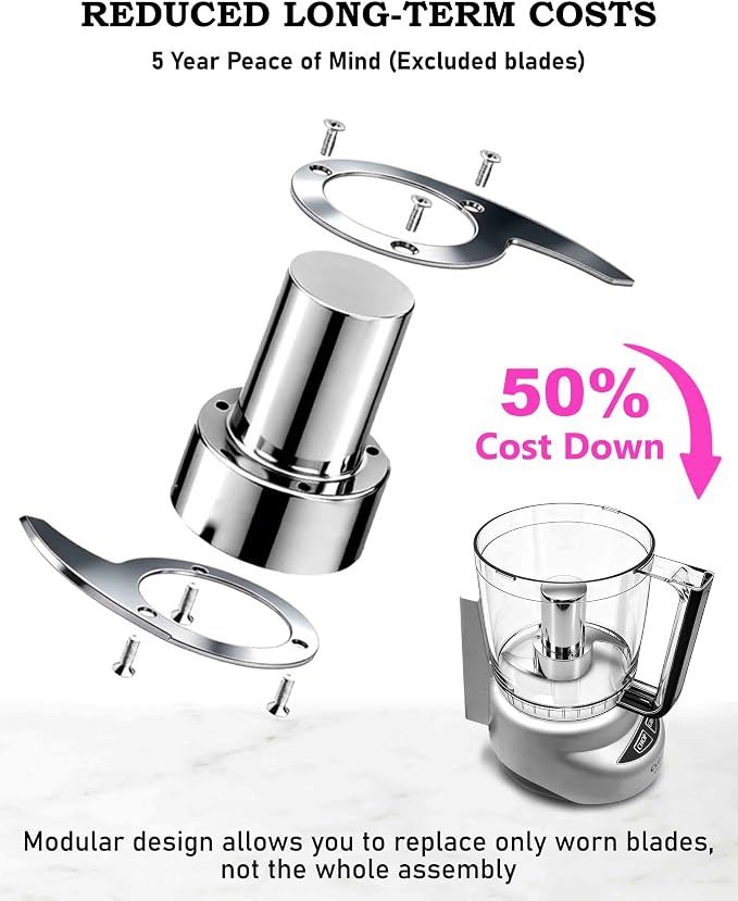 DLC-4CBN & CH-4CB Blade for 4-Cup Cuisinart Mini Prep Plus Food Processors | Less Microplastic - Resists Cracking, Chipping, Flaking - Easily Handle Hard Ingredients - Effortless Cleanup - Durable