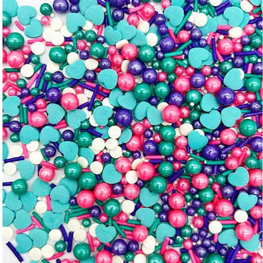 Edible Pastel Sprinkles for Cake Decorating, Purple Pink Blue White Green Pearl Confetti Jimmies Mix Pastel Sprinkles for Cake Ice Cream Cupcakes Baking Topping Supplies 3.53oz/100g