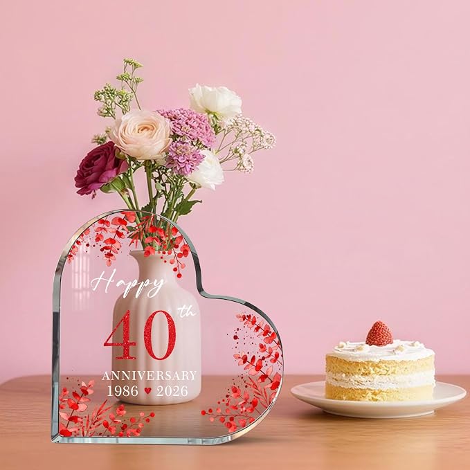 40th Anniversary Cake Topper Acrylic,40th Anniversary Decorations & Keepsake Gift for Couples(40th Anniversary)