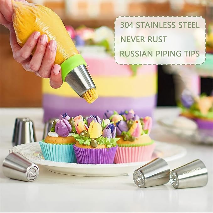 Cake Decorating Kit, 284PCS Baking Accessories with Storage Case, Piping Bags and Tips Set, Cupcake Cookie Frosting Fondant Decorating Supplies for Beginners