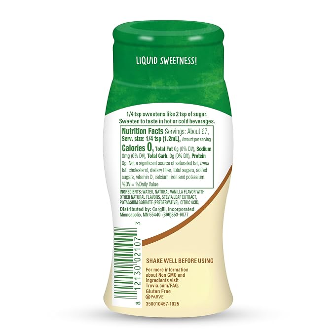 Truvia Zero-Calorie Liquid Sweetener from the Stevia Leaf, Vanilla Flavor, 2.7 Fl Oz Bottle