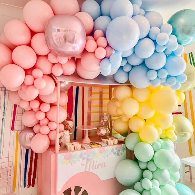 Voircoloria 110pcs Pastel Balloons 12inch Macaron Latex Party Balloons for Graduation, Easter, Wedding, Birthday, Bridal Shower, Rainbow Party, Baby Shower, Anniversary Party Decorations