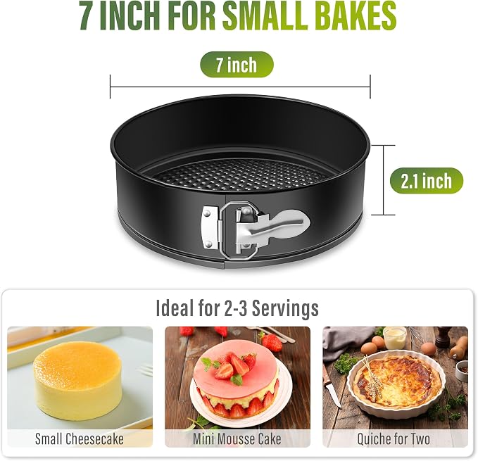 Vakoo 7 Inch Springform Pan - Nonstick, Leakproof Mini Cheesecake Pan for Baking, Easy Release, No Parchment Paper Needed