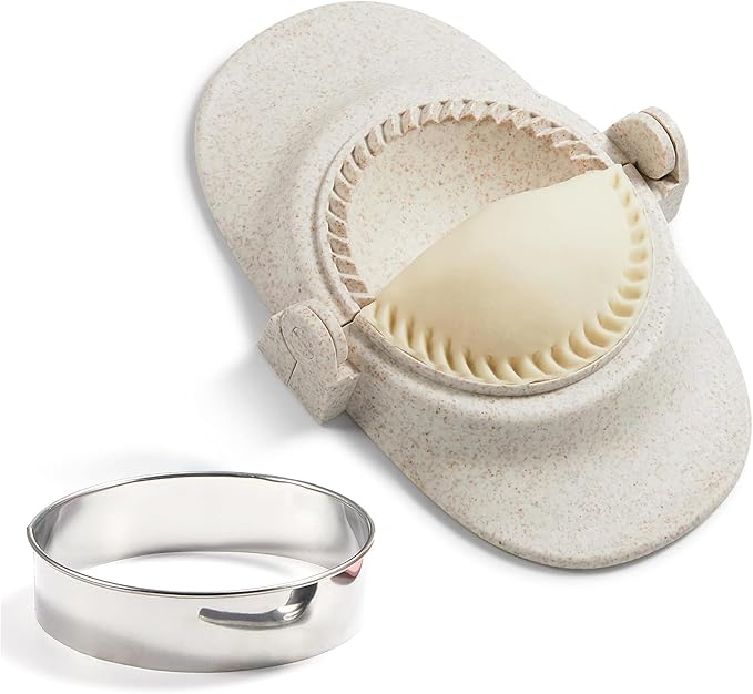 Dumpling Maker Set with Dough Cutter and Empanada Press Mold - Effortlessly Make Perfect Dumplings, Calzones, Pierogi, Pastelitos and More (4" + 3" + 2.6")