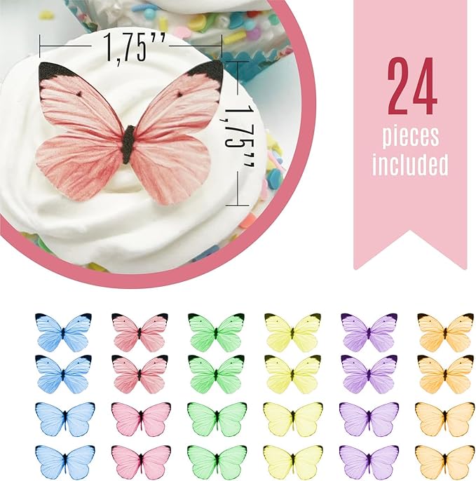 NEW Sugar Robot Edible Butterflies for Cake Decorating - Small Pastel Butterfly Cake Toppers and Cupcake Toppers - Decoration Made in the USA - Premium Crafted Assorted Colors
