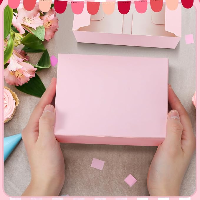 FillTouch Pink 36 Pcs Cookie Boxes Small Bakery Biscuit Boxes for Dessert Cake Donuts Pie Candy Party Favor (6 x 4.5 x 2.75 Inch)