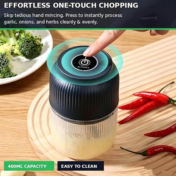 Household Electric Garlic Crusher, 6 blades, 2026 New Mini Garlic Mincer Electric with Lid, 350ml Portable Garlic Chopper for Garlic, Onion, Ginger, Chili and Fruit (White)