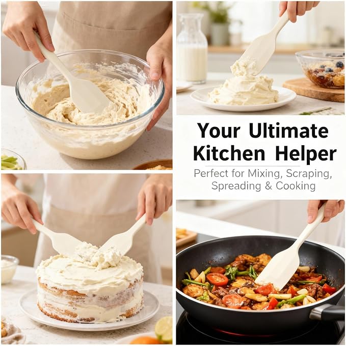 Flexible Silicone Spatula - Heat Resistant Kitchen Utensils for Baking, Cooking, Mixing & Scraping | Premium, Sturdy & Non-Scratch Tool for Non-Stick Pans