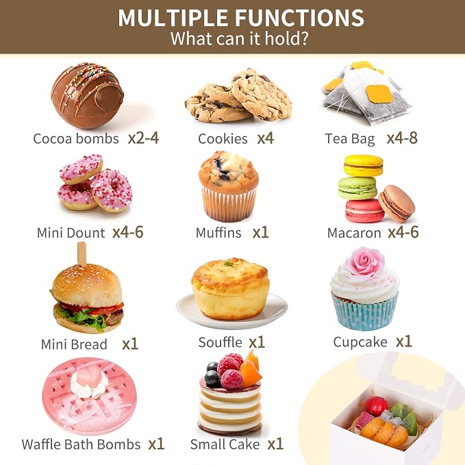 Moretoes 120pcs White Bakery Boxes, 4x4x2.5 Inch Cookie Boxes with Window for Small Cake, Treats, Donuts, Candy