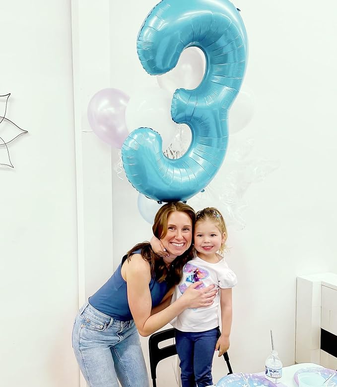 Pearlescent Blue 6 Balloon, Number Balloons 40 Inch, 6th Balloons for Birthday Decorations, Pearlescent Blue Party Supplies 6 Birthday Balloon, Number 6 Balloon