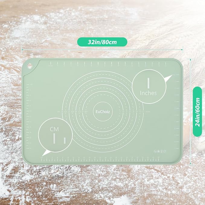 Silicone Pastry Mat 32"*24" Extra Thick Non Stick Baking Mat Food Grade Silicone Dough Rolling Mat with Edge Heightening Large