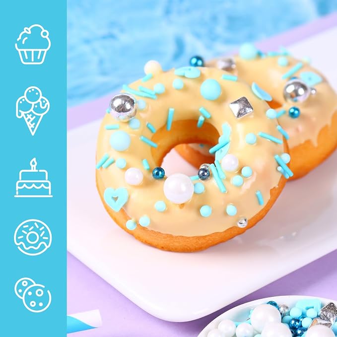 Blue Sprinkles for Cake Decorating 4.2 ounce, Edible Sprinkles for Cupcakes Topper Cookie, Cake Pop, Ice cream Toppings for Baking Party Celebrations