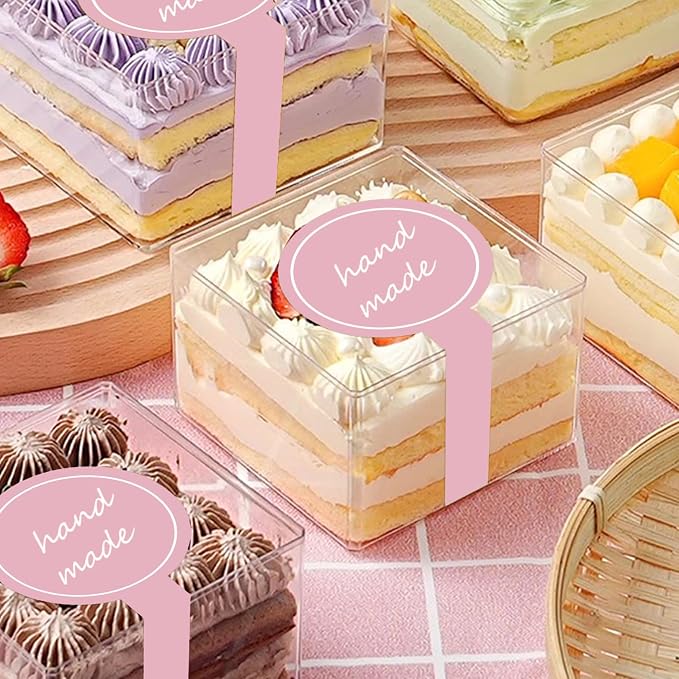 300pcs Pink Handmade Food Baking Label Stickers for Baked Goods Packaging (StyleC)