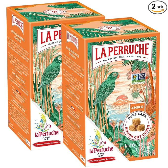 La Perruche Pure Cane Brown Sugar Cubes (750g/1.65lb box) | Ideal Sugar Cubes for Coffee | Pack of 2