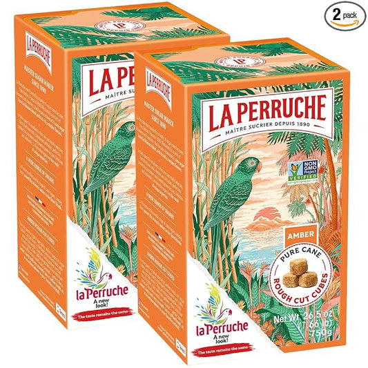 La Perruche Pure Cane Brown Sugar Cubes (750g/1.65lb box) | Ideal Sugar Cubes for Coffee | Pack of 2
