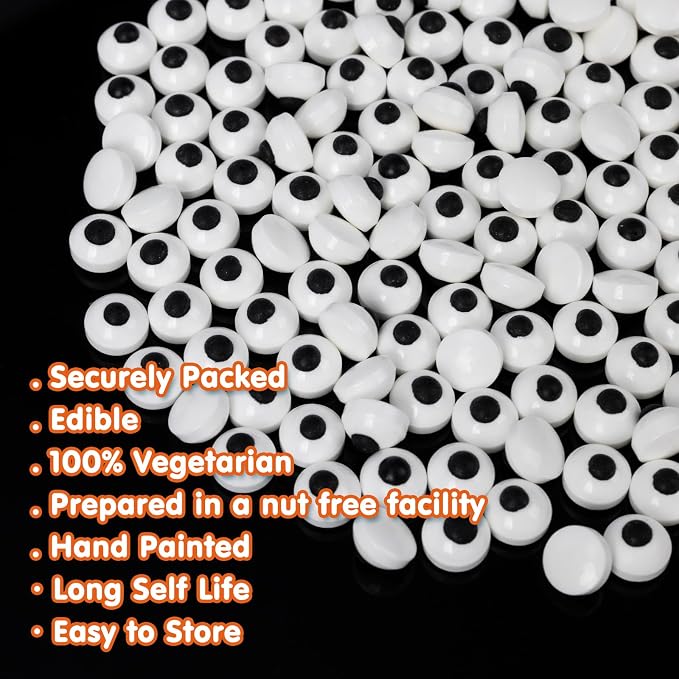 Edible Eyes Cookie Sprinkles,Edible Candy Eyes for Decorating,130g/4.58oz,Small Eyeballs,Black and White Sugar for Cake Decorating,1 cm Eyeballs Sprinkles for Cupcake Toppers Chocolate Cookie Ice Cream Decoration,Children's Party Supplies