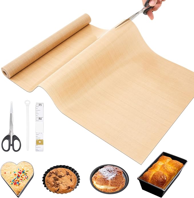 Thickened Silicone Baking Mat Roll 72" x 12", Reusable Free Cutting Baking Sheet with Scissors and Tape Non-stick Pastry Mat for Dough, Oven, Air Fryer, Freeze Dryer, Kitchen Counter