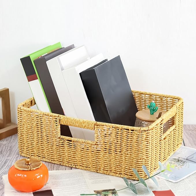 Rattan Basket, Waterproof And Sturdy Built, 38x26x13cm, Weaving Laundry Organizer, Rattan Storage Basket, Portable And Lightweight, For Laundry Rooms, Bathrooms, Bedrooms, Or Kitchens Use